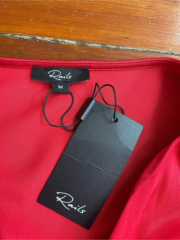 NWT Rails Alessandra Scarlet Red Satin Cowl Neck Ruched Mini Dress Sz M🧡🎀 - Image 10