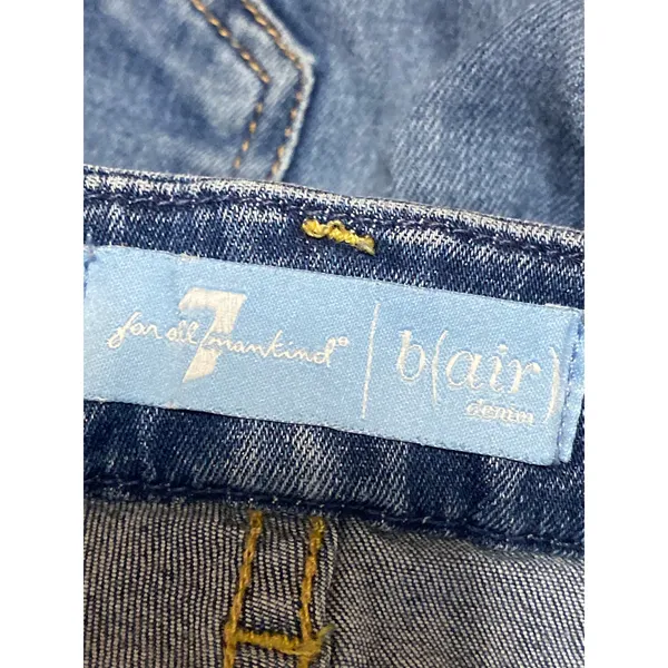 7 for All Mankind Blair Women's Blue Frayed Mid Rise Skinny Denim Jeans Pants S - Image 3