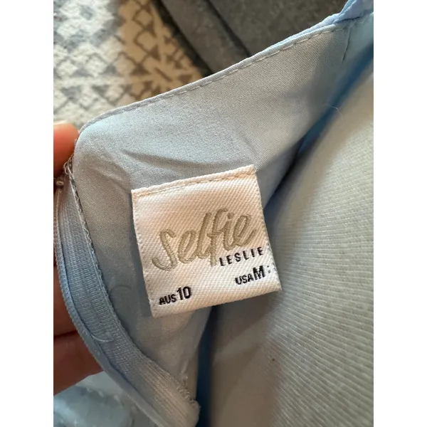 Selfie Leslie Light Blue Swiss Dot Mini Dress Size M - Image 3
