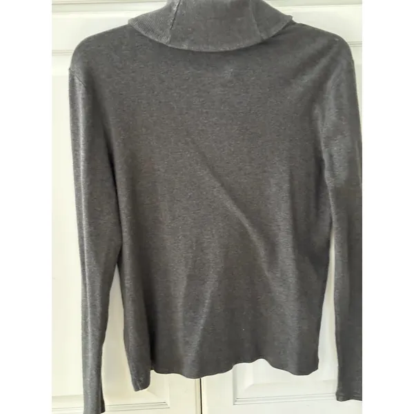 Lauren Ralph Lauren Gray Cotton Shawl Collar Toggle Button Sweater Womens Medium - Image 4