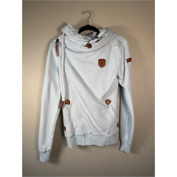 Wanakome Light Blue Hoodie Sweatshirt Womens XS Casual Cozy Cowl Neck - Image 10