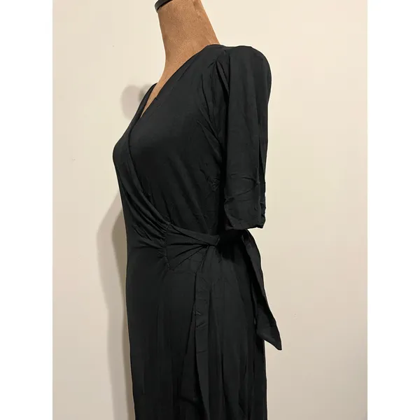 Lulus Forget Me Knot Black Midi Wrap Dress in Size M NWT! - Image 8