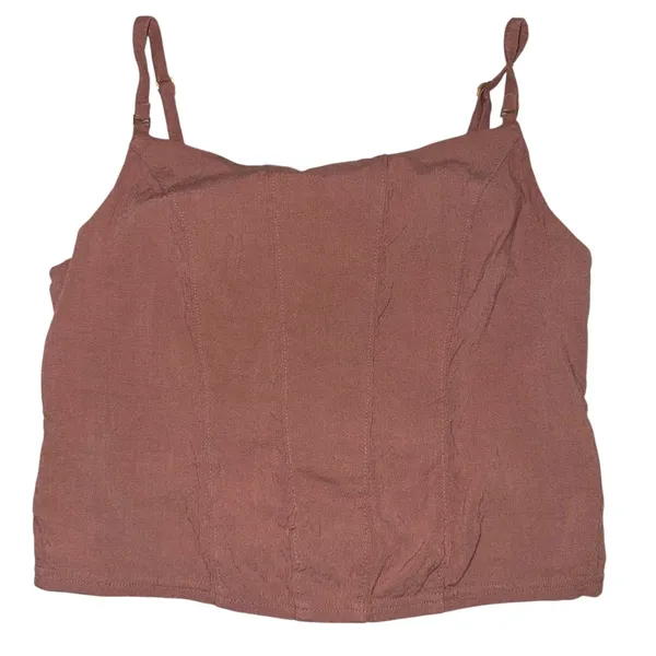 Free People‎ Rose Mauve Corset Cropped Cami Tank Top Women's Size L - Image 2