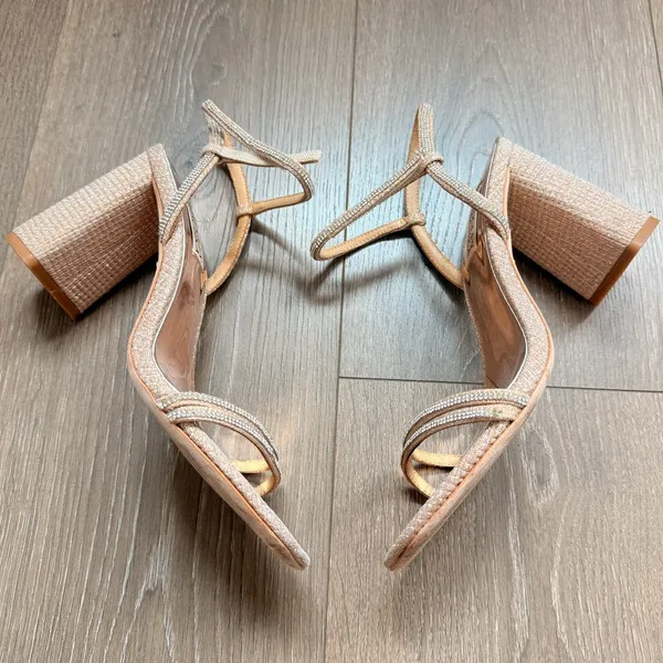 Badgley Mischka Ultima Block Heels‎ Soiree Date Night Bridal Wedding US 6.5 - Image 5