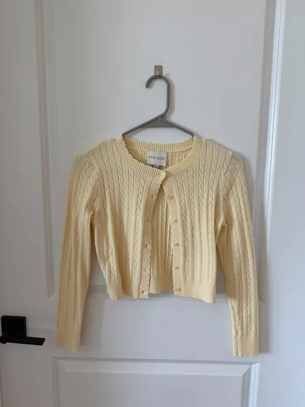 Pink Rose Light Yellow Cardigan - Image 2