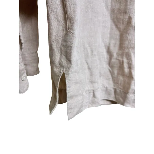 J.Crew Baird McNutt Linen Tunic Style Long‎ Sleeve Shirt Beige Women’s Size 4 - Image 5