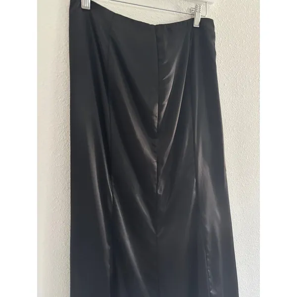 Divided Satin Maxi Skirt Womens 4 Black Whimsigoth Grunge Rock Event‎ Party - Image 4