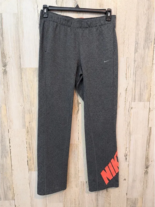 Nike Women Small Therma-Fit Sweatpants Dark Gray with Coral Logo - Image 2