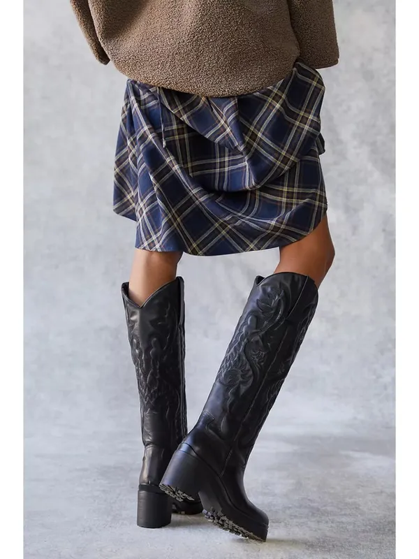 JEFFREY CAMPBELL x Anthropologie Tall Western Heeled Boots in Black Size US 8.5 - Image 2