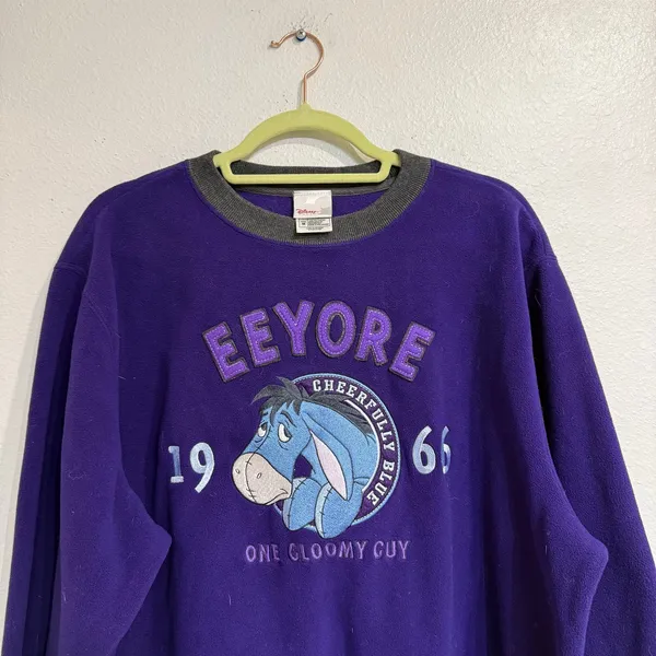Disney Store Exclusive Purple Eeyore Vintage Fleece Sweatshirt Sz M - Image 2