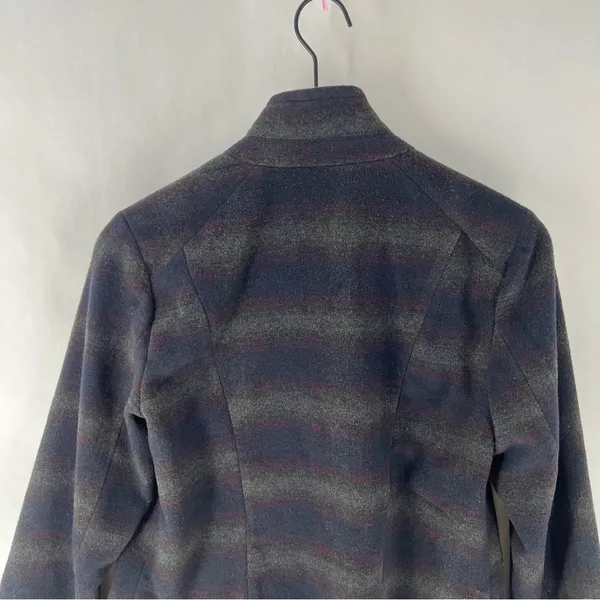 DEX Wool Blend Stylish‎ Striped Womens Crossover Asymmetric Hem Jacket Gray Size M - Image 10