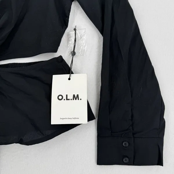 O.L.M. NWT Black Cutout O-Ring Tie Front Blouse L Long Sleeve Y2K Corsetcore - Image 3