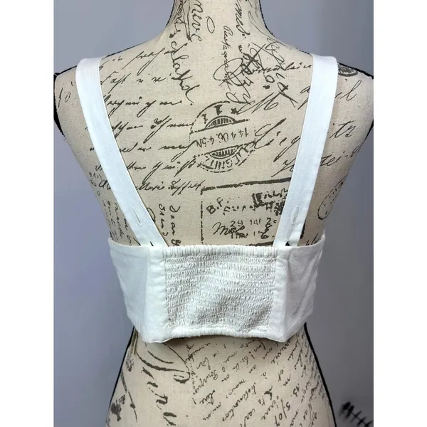 Free People This is Love 4 Button Crop Top White Med - Image 7