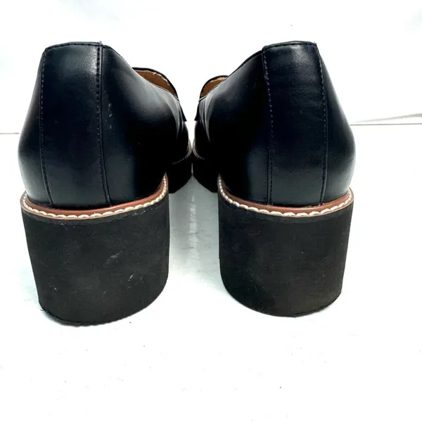 Naturalizer Black Cabaret Faux Leather Lug Sole Loafers Platform Heels Size 10 - Image 4