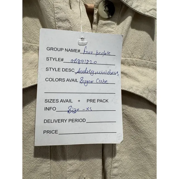 NEW‎ Free People Aubrey Belted Long Sleeve Utility Shirtdress in Cream Khaki XS - Image 4