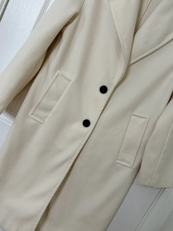 Bershka Ivory Long Coat Quiet Luxury Minimalist Old Money Tailored Classic Size S - Image 5