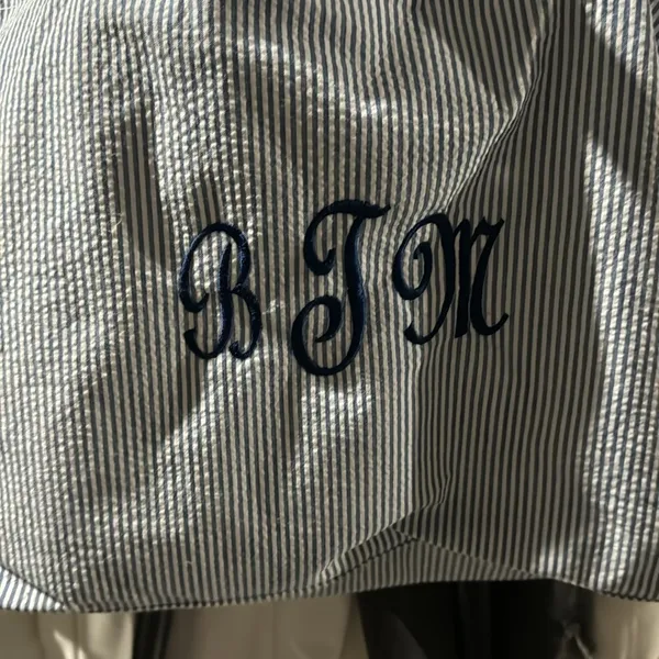 Seersucker monogrammed tote New Blue - Image 2