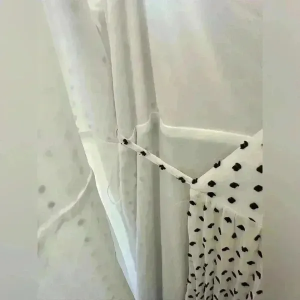 Express White With Black Swiss Polka Dot Wrap Front Maxi Dress Size L - Image 6