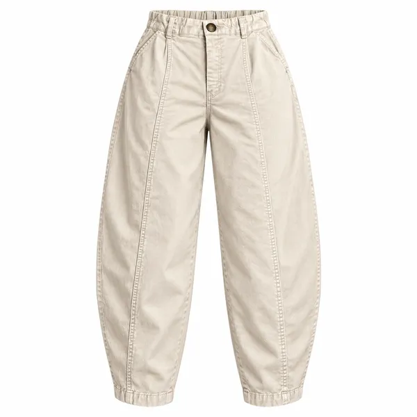 Zara Cream Pleated Barrel Leg Trousers Cotton Blend Size M - Image 2
