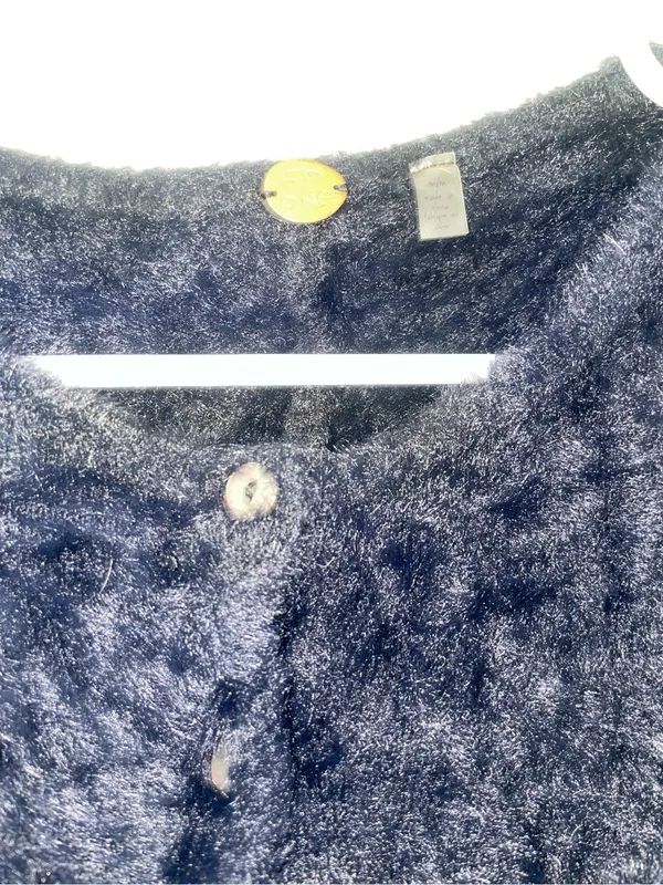 Free People Fuzzy Cropped Cardigan M/L Eyelash Knit Button Front Sweater - Image 3