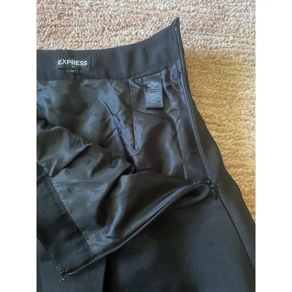 EXPRESS Black A-Line Midi SKIRT with Sheer Panel Details Size XS NWOT - Image 4
