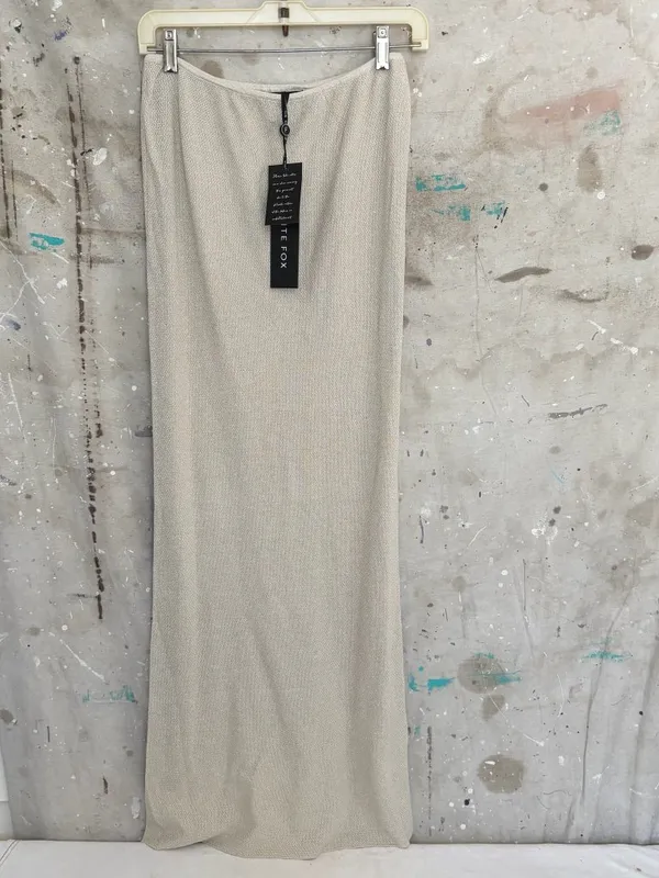 White Fox Magic Memory Knit Maxi Skirt in Champagne - Image 2