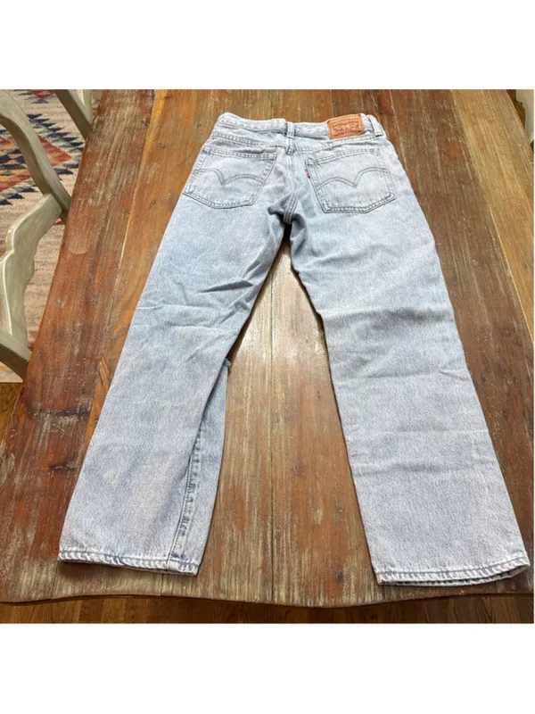 Levi's Wedgie Straight Light Blue Distressed Jeans Womens Size 26 - Image 12
