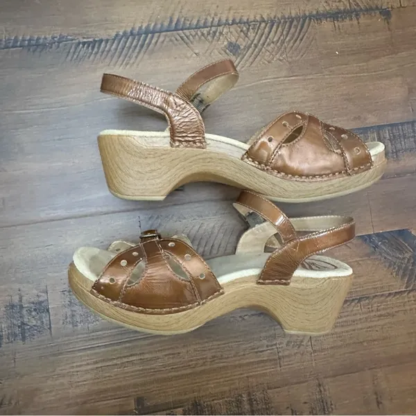 Dansko Brown Leather‎ Mary Jane Open Toe Platform Sandals Size 39 US 8.5-9 - Image 7