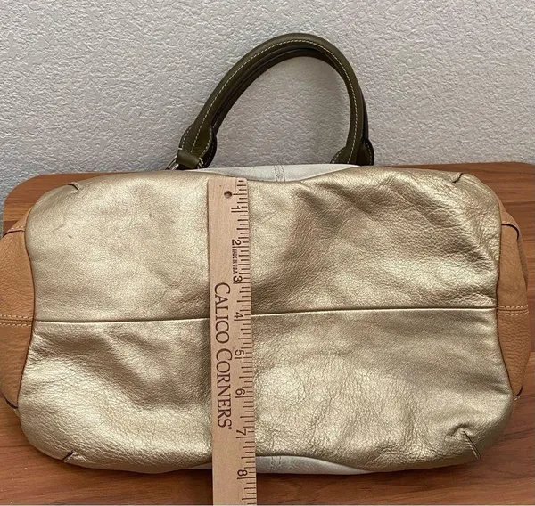 B. MAKOWSKY Tan Beige Gold Leather Slouchy Double Handle Shoulder Bag - Image 5