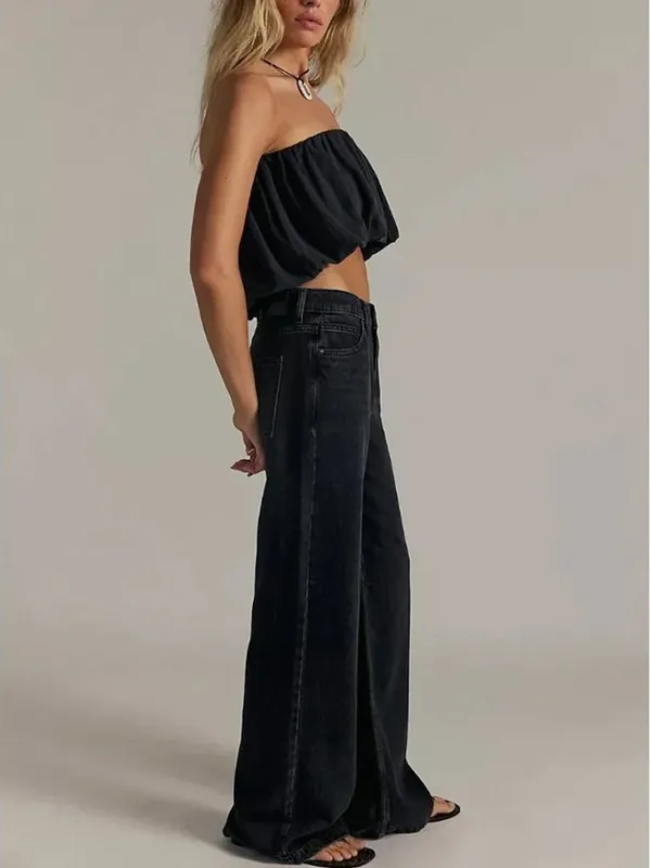 FREE PEOPLE NWT We The Free Stride Straight 'n Wide Jeans / Miles To Go - Image 2