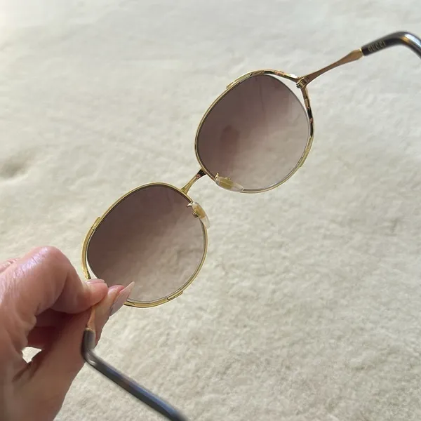 Gucci 59mm Round Sunglasses in Gold/Brown Gradient - Image 9