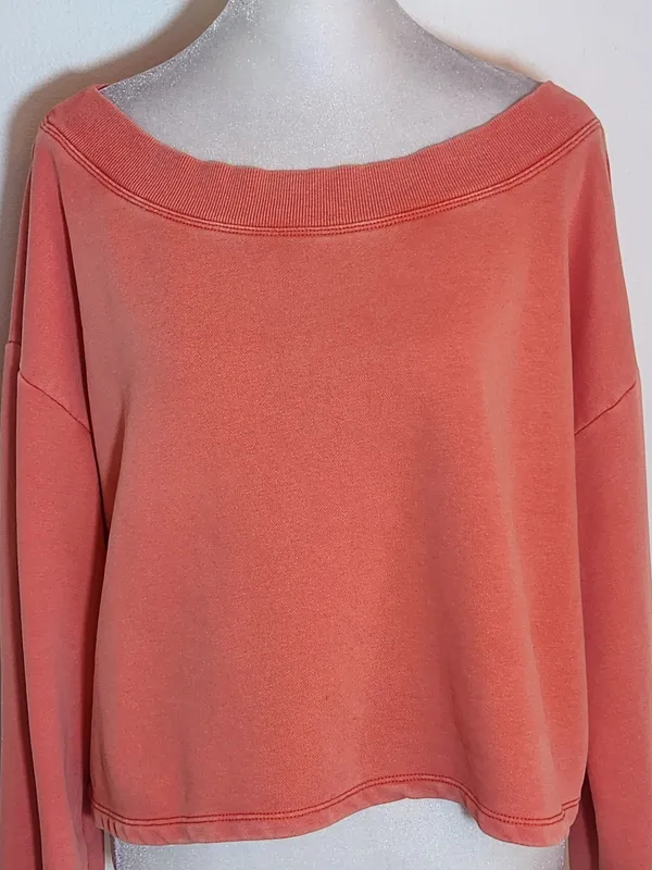 Daily Practice Coral Cropped Sweatshirt with Wide Neckline Size Small - Image 2