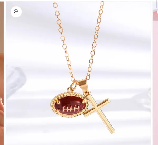Gameday Sports Enthusiast Cross Necklace-Football - Image 2