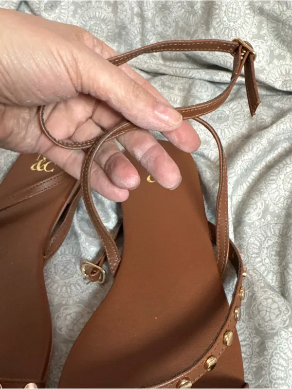 New York & Company Brown Studded Strappy Sandals - Image 3