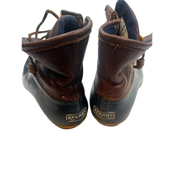 Sperry Top Sider Womens Navy Brown STS91175 Saltwater Duck Boots Size 6 waterpro - Image 4