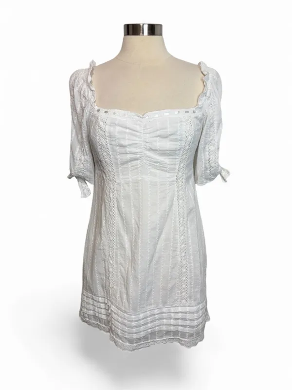 SHOW ME YOUR MUMU‎ Hartley Mini Dress Verona Lace White Off-the-Shoulder, Medium - Image 3