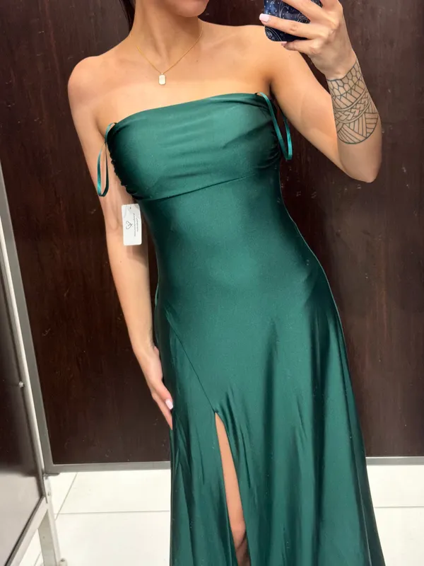Dark green strapless dress - Image 3