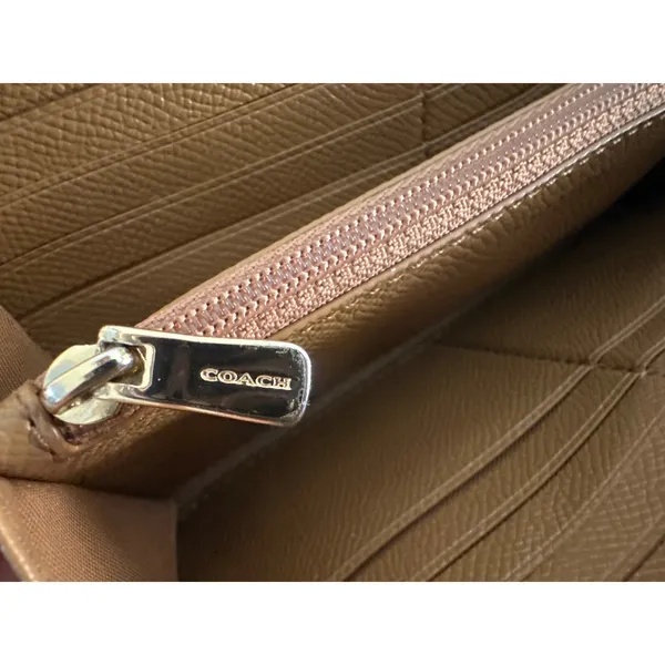 Coach Tan Leather Zip Around Continental Wallet - Image 12