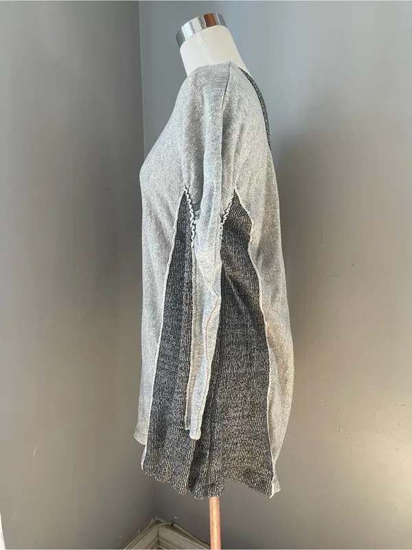 Free People Gray Two-Tone Long Sleeve Tunic Sweatshirt - Image 2