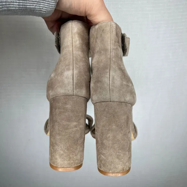 Jeffrey Campbell Suede Ankle Strap Block Heels Women's Size 5‎ Taupe - Image 4