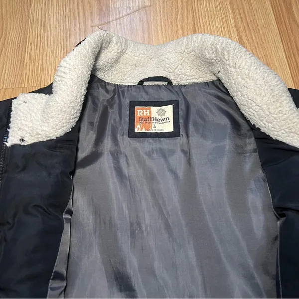 Ruff Hewn Black Puffer Vest Women’s Size Large Quilted Full‎ Zip Sherpa Collar - Image 7