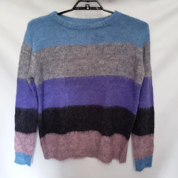 En Creme Under the Stars Womens Sweater Sz M Fuzzy Colorblock Indie Y2K Cozy - Image 3