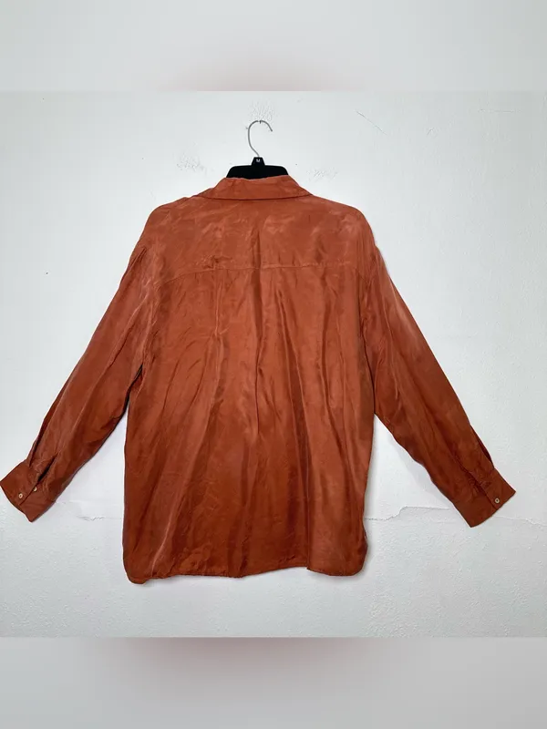 Lucy Paris Women’s S Burnt Orange Maggie Button-Down Shirt Oversized - Image 3