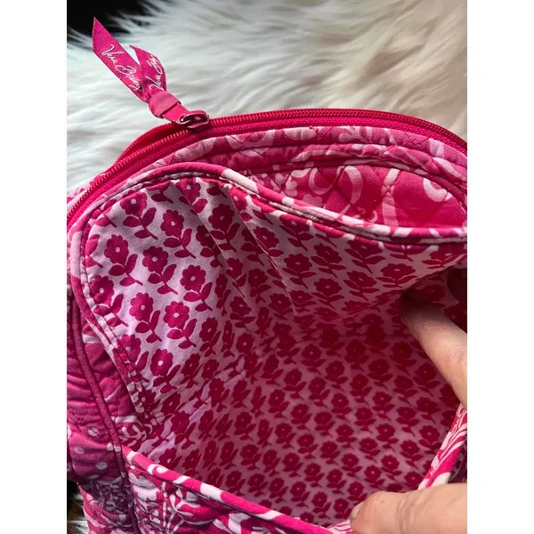 Vera Bradley Quilted Pink and White Backpack - Image 5
