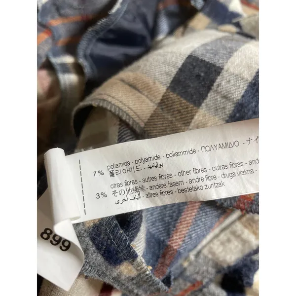 Zara Brown Wool Plaid Check Collared Long Sleeve Button Down Shirt Coat Jacket S - Image 6