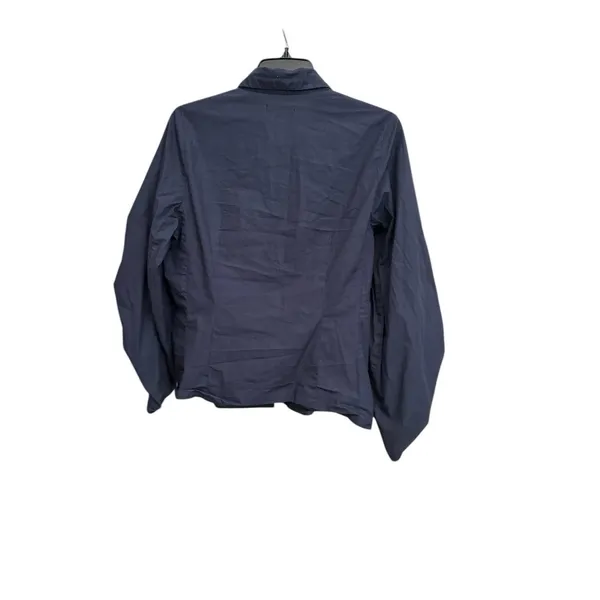 Quince 100% Organic Cotton Poplin Balloon Sleeve Shirt Small Ruched Blue #AAA7-6 - Image 5