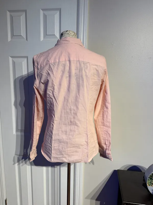 Tommy Hilfiger Cotton Pale Pink Striped Button-down shirt dual chest pocket Sz M - Image 4