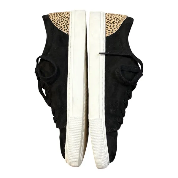 J.Crew Sneakers Women 8.5 Black Leopard Calf Hair Low Top Lace‎ Up AS687 FA20 - Image 6
