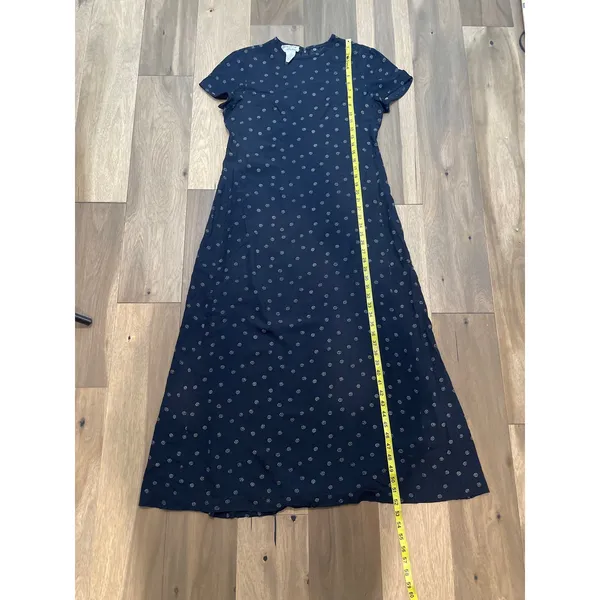 Rena Rowan for Saville Maxi Dress Size 6 Black White Circle Print 90s - Image 7