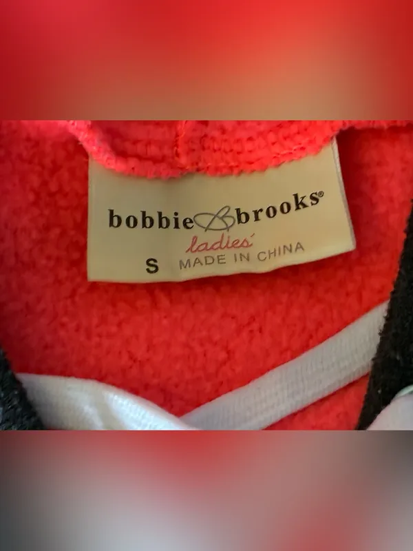 Women’s Bobbie Brooks Gray & Pink Hooded Neck Lace-Up Pullover Sweatshirt Size S - Image 2